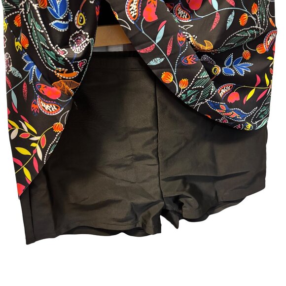 Womens 2-Piece Floral Tankini Set Sz 3XL Black Multicolor Polyester & Elastane S - Picture 5 of 12